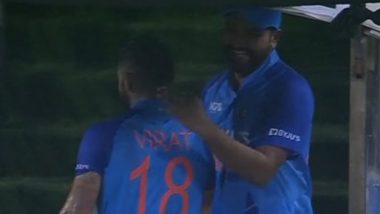 Rohit Sharma Pats Virat Kohli on his Back After Latter’s Match-Winning Half-Century During India vs Australia 3rd T20I 2022
