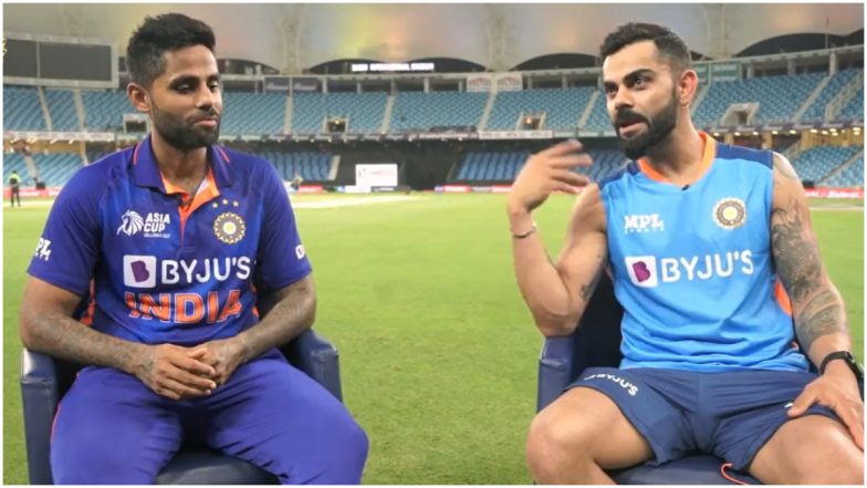 Virat Kohli Heaps Praise on Suryakumar Yadav For Latter's Quickfire 68 During IND vs HK Asia Cup 2022 Game, Says, 'Was Blown Away' (Watch Video)