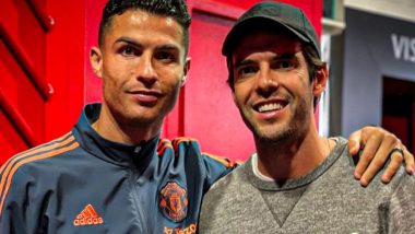 Cristiano Ronaldo Reunites With Former Real Madrid Teammate Kaka After Manchester United’s Win Over Arsenal (See Pics)