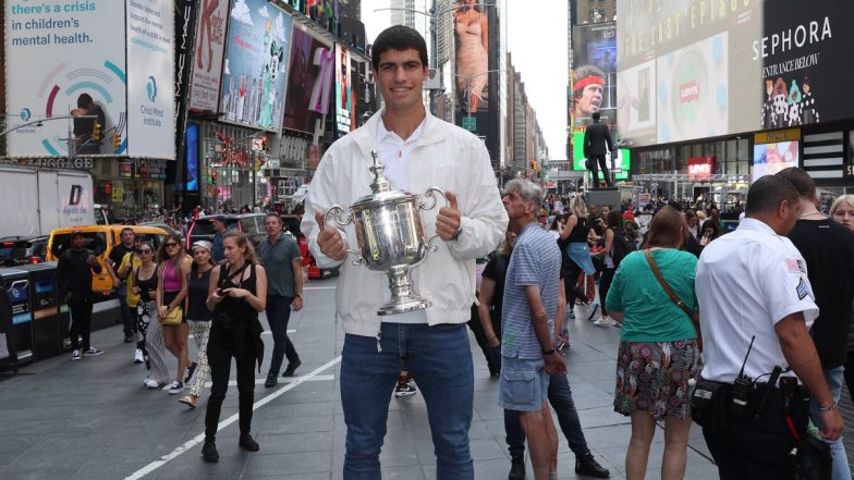 Carlos Alcaraz, New World No. 1, Poses With US Open 2022 Trophy in New York (See Pic)