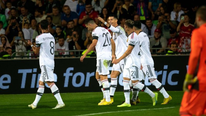 Cristiano Ronaldo Reacts After Scoring His First Goal of the Season in Manchester United’s Win Over Sheriff Tiraspol