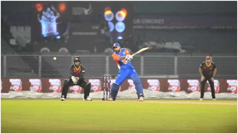 Legends Cricket League 2022: Yusuf Pathan, Tanmay Srivastava Hit Half-Centuries as India Maharajas Beat World Giants by Six Wickets at Eden Gardens