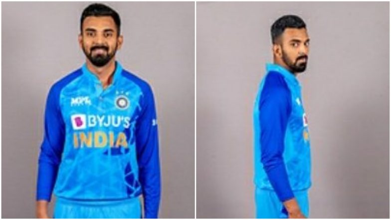 KL Rahul Poses in Indian Cricket Team New Jersey Ahead of India vs ...