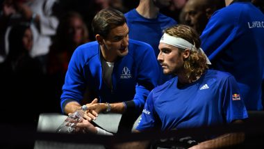 Roger Federer Turns 'Coach' for Team Europe at Laver Cup 2022, Seen Giving Tips to Stefanos Tsitsipas