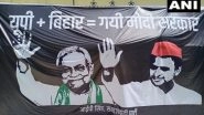 Days After Nitish Kumar-Mulayam Singh Yadav Meet, Poster at SP Lucknow Office: 'UP+Bihar = Gayi Modi Sarkar'