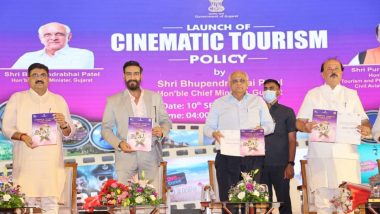 Gujarat CM Bhupendra Patel Unveils 'Cinematic Tourism Policy'; Actor Ajay Devgn Signs MoU for Film Infrastructure