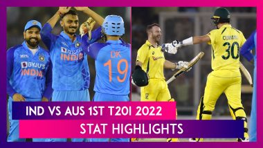 India vs Australia, 1st T2OI 2022 Stat Highlights: Visitors Clinch Four-Wicket Win