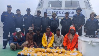 Pakistani Boat Carrying Drugs Worth Rs 200 Crore Caught Off Gujarat Coast by Indian Coast Guard and ATS, Crew Arrested