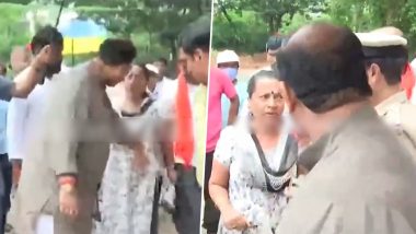 Karnataka BJP MLA Aravind Limbavali Verbally Abuses Woman Who Tries To Hand Over a Complaint Letter to Him (Watch Video)