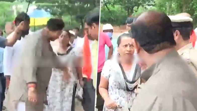 Karnataka BJP MLA Aravind Limbavali Verbally Abuses Woman Who Tries To Hand Over a Complaint Letter to Him (Watch Video)