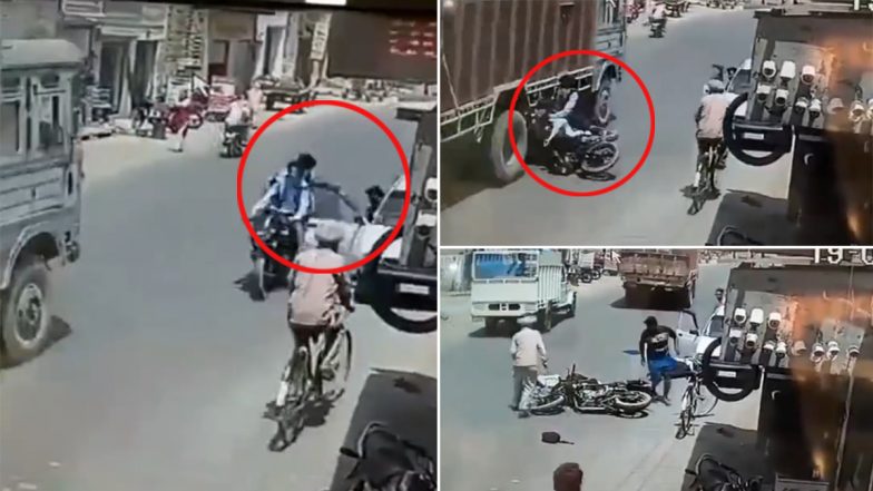 Disturbing Video: Youths on Bike Come Under Truck Tyre After Man Opens Car’s Door Suddenly, Bengaluru Police Share CCTV Footage With Important Message