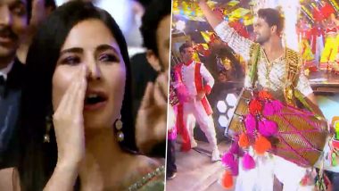 Filmfare Awards 2022: Katrina Kaif Cheers for Hubby Vicky Kaushal As He Grooves to Punjabi Tunes on Stage (Watch Promo Video)