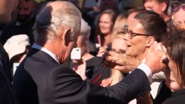 King Charles III Handed a Pen by Cardiff Residents During His Visit to Wales (Watch Video)