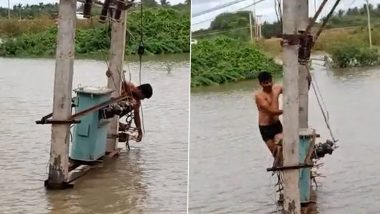 Video: Lineman Swims Through Floodwaters To Ensure Water Supply Is Restored in Karnataka’s Konnur Village