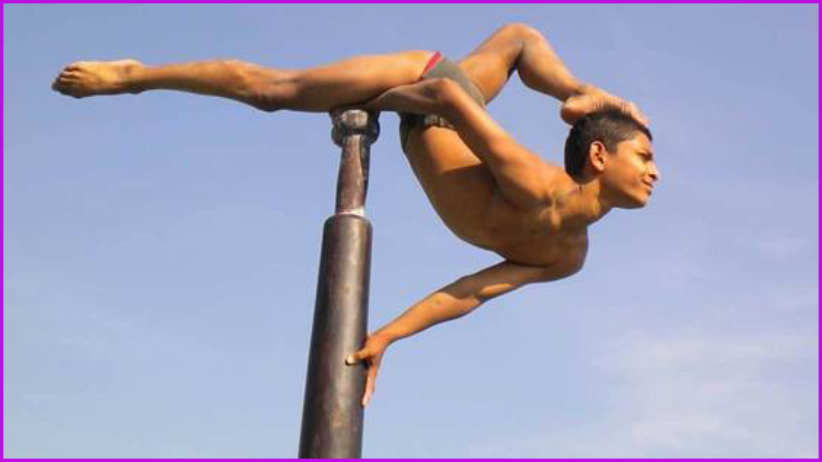 Photo Rope malkhamb performance , the ancient form of Indian Gymnastics,  India Image #10913229