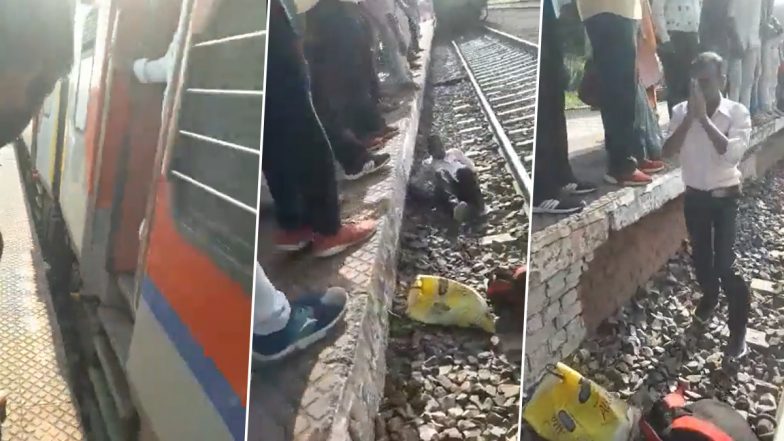 Video: Man Miraculously Survives As Train Runs Over Him at Bharthana Railway Station in Etawah