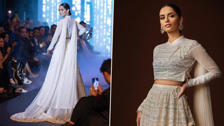 Manushi Chhillar Serves Drama As She Walks the Ramp in Heavily Embellished Lehenga-Choli at Nepal Fashion Week 2022 (View Pics)