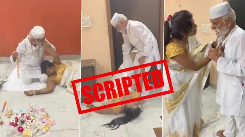 Fact Check: Scripted Video of ‘Maulana’ Dragging Unconscious Woman Inside Mazar Goes Viral With False Claim, Here’s the Truth
