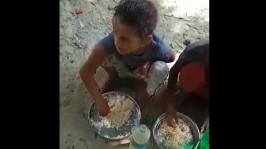 UP Shocker: School Principal in Ayodhya Suspended After Video of Kids Served Rice and Salt in Mid-Day Meal Goes Viral