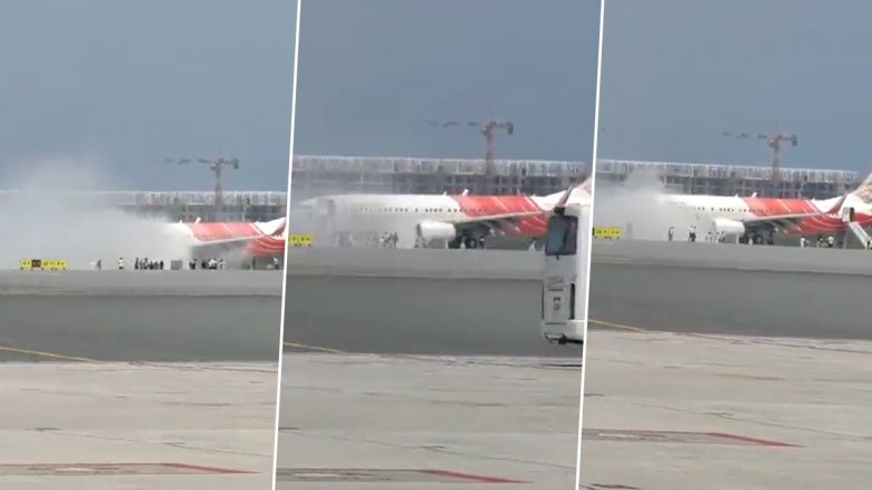 Air India Express Flight Reports Smoke at Muscat Runway, All Passengers and Crew Evacuated Safely via Slides (Watch Video)