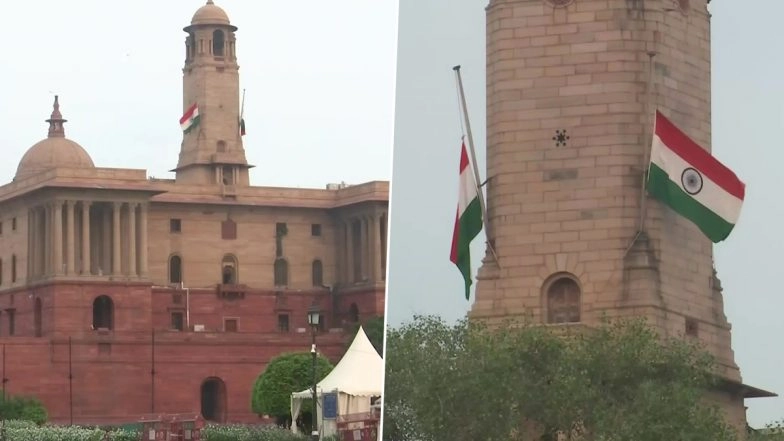 India Mourns Queen Elizabeth's Demise, National Flags Fly at Half-Mast (See Pics)