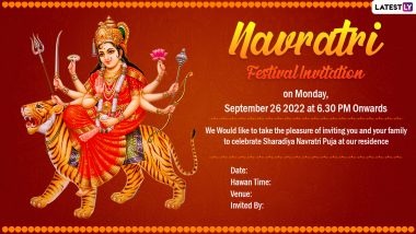 Navratri 2022 Invitation Templates & Card Formats For Free Download Online: HD Images, WhatsApp Messages & Wallpapers To Invite Your Relatives and Friends for Devi Maa Darshan