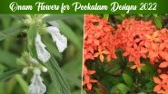 Onam Flowers for Pookalam Designs 2022: From Thumba to Chemparathy, Know About Flowers Used To Make Rangoli and Athapookalam Patterns (View Photos)