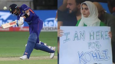 Photo of Virat Kohli’s Pakistani Fan Girl Holding ‘I Am Here for Virat Kohli’ Placard During IND vs PAK Asia Cup 2022 Match Goes Viral!