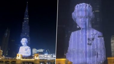 Dubai's Burj Khalifa Lights Up To Honour Queen Elizabeth II; Displays Image of Her Majesty and Union Jack Flag in Special Light Show (Watch Video)
