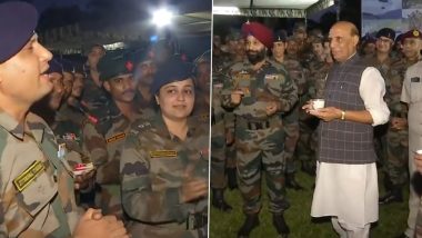 Video: Army Jawans Sing 'Sandese Aate Hain' During Meeting With Defence Minister Rajnath Singh in Assam