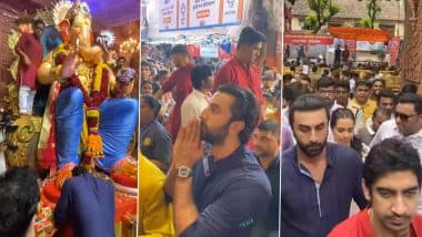 Ahead of Brahmastra Release, Ranbir Kapoor and Ayan Mukerji Visit Lalbaugcha Raja to Seek Bappa's Blessings (Watch Video)