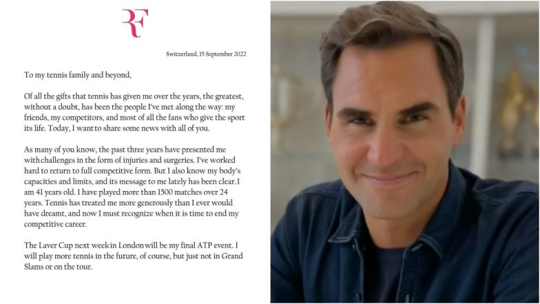 End of an Era! Roger Federer Announces Retirement From Professional Tennis, Watch Video