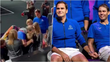 Uncle Rafael Nadal Gets Hugged by Roger Federer’s Kids! Sweet Moment From Swiss Tennis Ace’s Last Professional Match Goes Viral