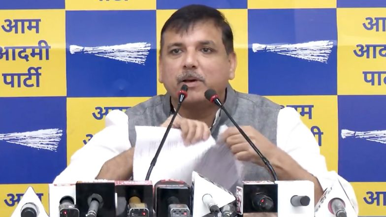 Video: AAP MP Sanjay Singh Tears Delhi LG VK Saxena’s Defamation Notice, Says Not Afraid of Notices Sent by 'Corrupt Man'