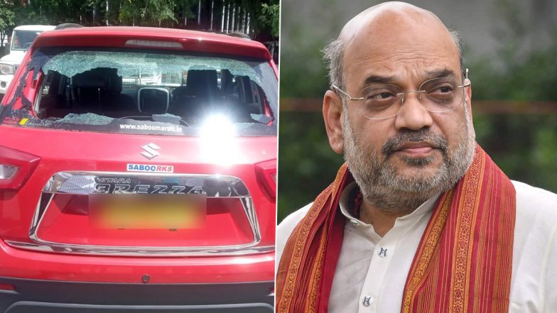 Amit Shah Security Breach: TRS Leader Gosula Srinivas Detained for Parking His Car in Front of Home Minister’s Convoy in Hyderabad (Watch Video)