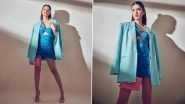 Shanaya Kapoor Serves Glam in Blue Cutout Bodycon Dress Paired With Baggy Blazer (View Pics)