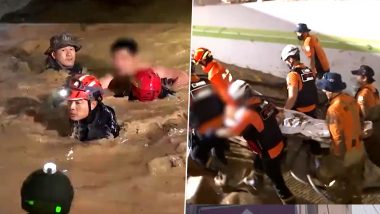 Typhoon Hinnamnor Impact: 2 South Koreans Rescued After Being Trapped for Over 12 Hours in Underground Parking in Pohang (Watch Video)