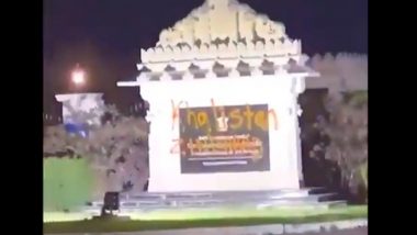 Canada: Swaminarayan Mandir Painted with Khalistani Slogans by Unknown Miscreants, India Raises Issue (Watch Video)