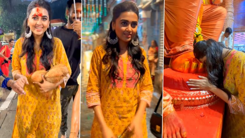 Tejasswi Prakash Visits Lalbaugcha Raja to Seek Blessings From Lord Ganesha! (Watch Video)