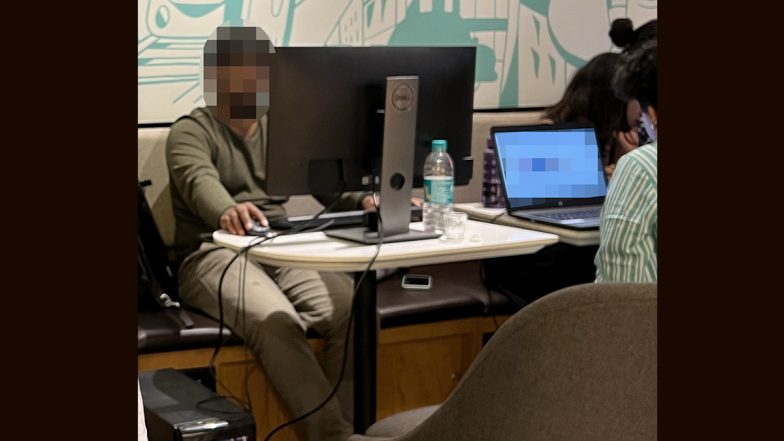 Peak Bengaluru Moment as Man Brings Desktop in Coffee Shop As Office Gets Flooded