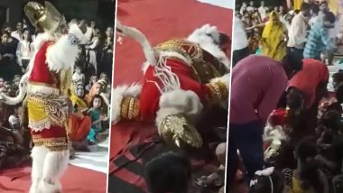 Video: Man Dressed As Hanuman Collapses While Dancing at Ganeshotsav Event in UP’s Mainpuri, Dies of Heart Attack