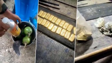 Video: Bid To Smuggle Gold Biscuits in Plastic Bottle Foiled by BSF Along India-Bangladesh Border