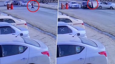 WATCH: Incautious Woman Causes Violent Car Collision in Viral Video; Miraculously Survives Accident 