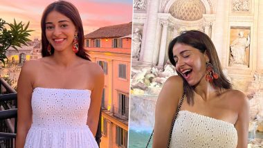 Ananya Panday Poses in White Strapless Dress As She Shares Vacay Pics Amidst the ‘Pink Skies and Wishing Fountains’ of Italy