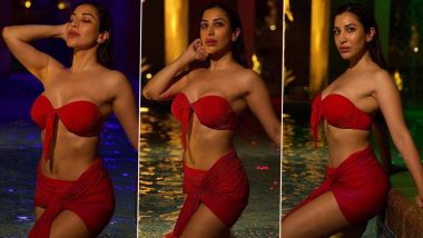 Sophie Choudry Flaunts Her Curves in Red Swimwear as She Goes for a Night Swim! View Singer’s Hot Pics from Dubai