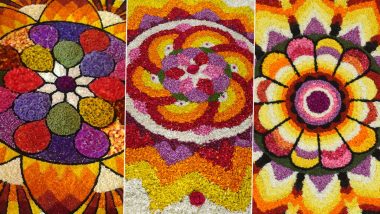 Onam 2022 Pookalam Designs: Easy Rangoli Designs and Athapookalam Patterns To Add Fragrance and Colour to Your Grand Festive Celebrations (Watch Videos)