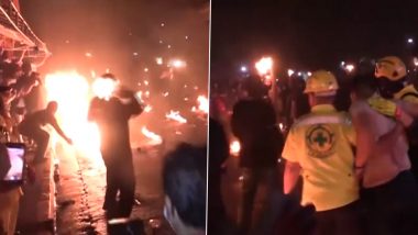 WATCH: Men Pelt Each Other With Flaming Balls To Observe the Annual Fireball Festival in Nejapa Town of El Salvador