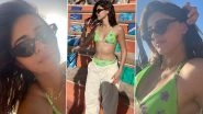 Ananya Panday Is Basking in the &lsquo;Capri-Sun&rsquo; in a Beautiful Green and Purple-White Flowered Bikini (View Pics)