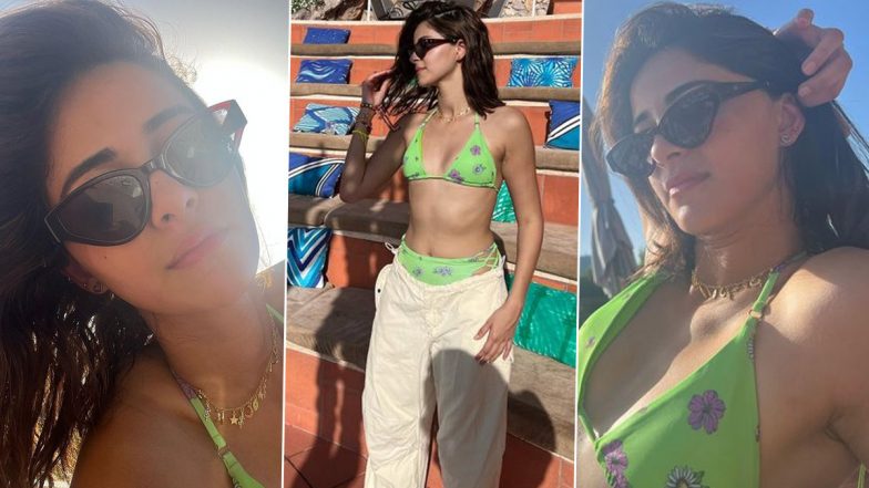 Ananya Panday Is Basking in the ‘Capri-Sun’ in a Beautiful Green and Purple-White Flowered Bikini (View Pics)