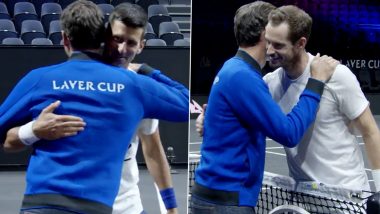 Roger Federer Catches Up With Novak Djokovic and Andy Murray Ahead of Laver Cup 2022 (Watch Video)